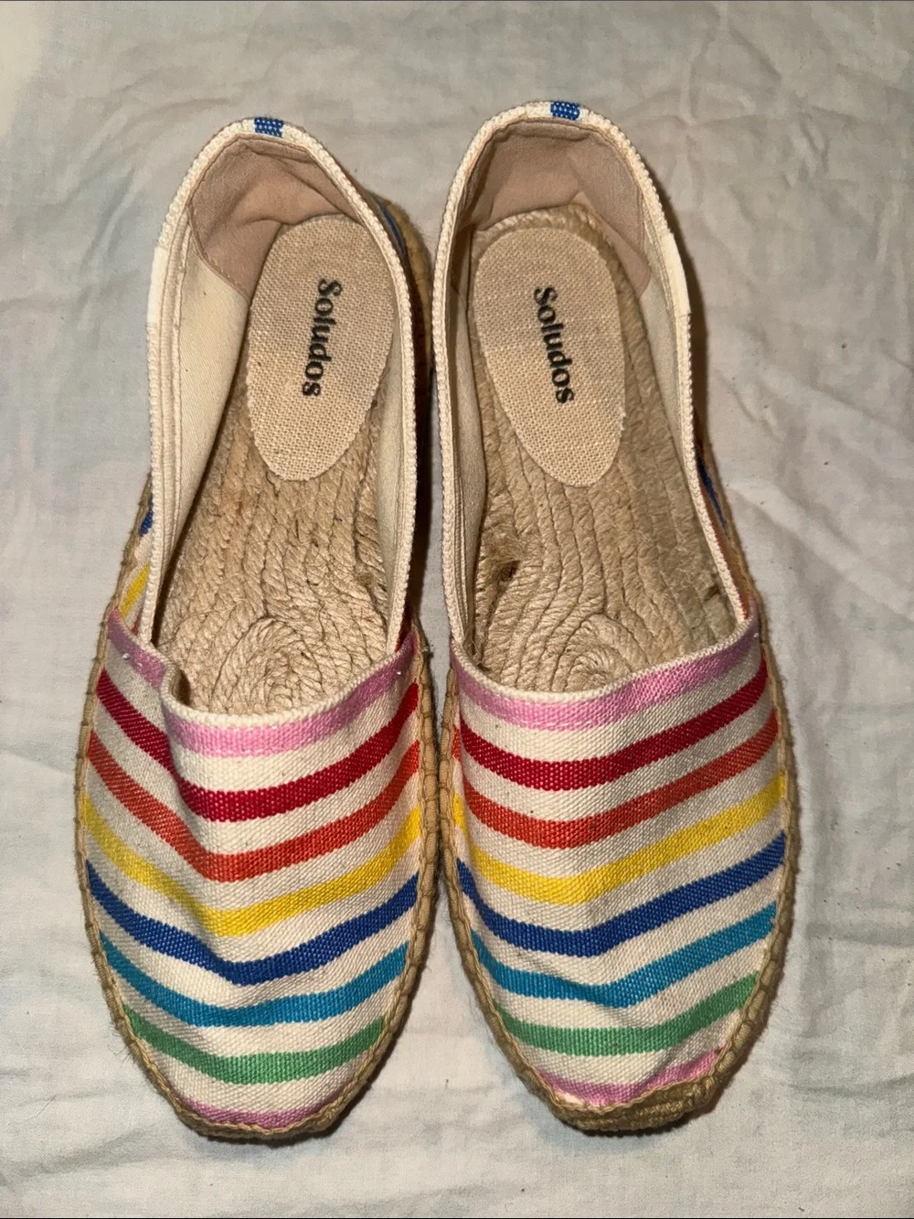 Soludos The Original Woven Striped Canvas Espadrille Flats Size 8 8.5